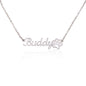 Paw print name plate necklace