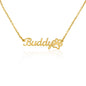Paw print name plate necklace