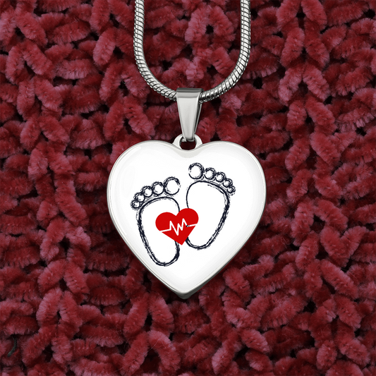 Engravable Baby Footprints & Heart, Heart