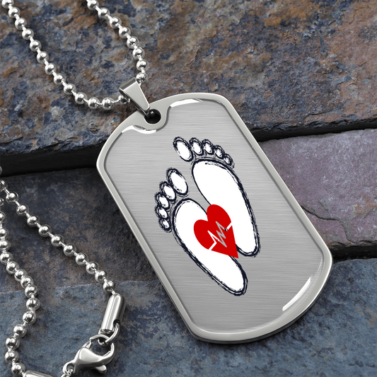Baby Footprints with heart, Dog tag