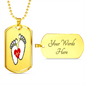 Baby Footprints with heart, Dog tag
