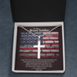 To My Brave Soldier - American Flag Bricks, Cross Ball Chain