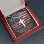 To My Brave Soldier - American Flag Bricks, Cross Ball Chain