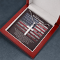 To My Brave Soldier - American Flag Bricks, Cross Ball Chain