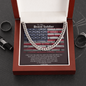 To My Brave Soldier - American Flag Bricks, Cuban Link