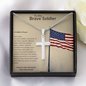 To My Brave Soldier, - American Flagpole, Cross Snake Chain