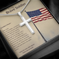 To My Brave Soldier, - American Flagpole, Cross Snake Chain
