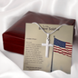 To My Brave Soldier, - American Flagpole, Cross Snake Chain