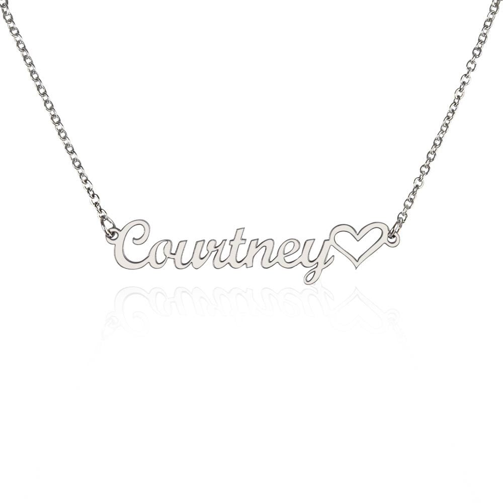 Heart name plate necklace