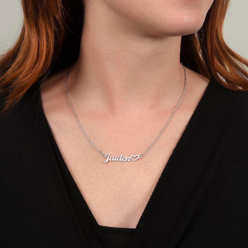 Heart name plate necklace