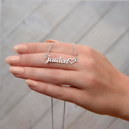 Heart name plate necklace