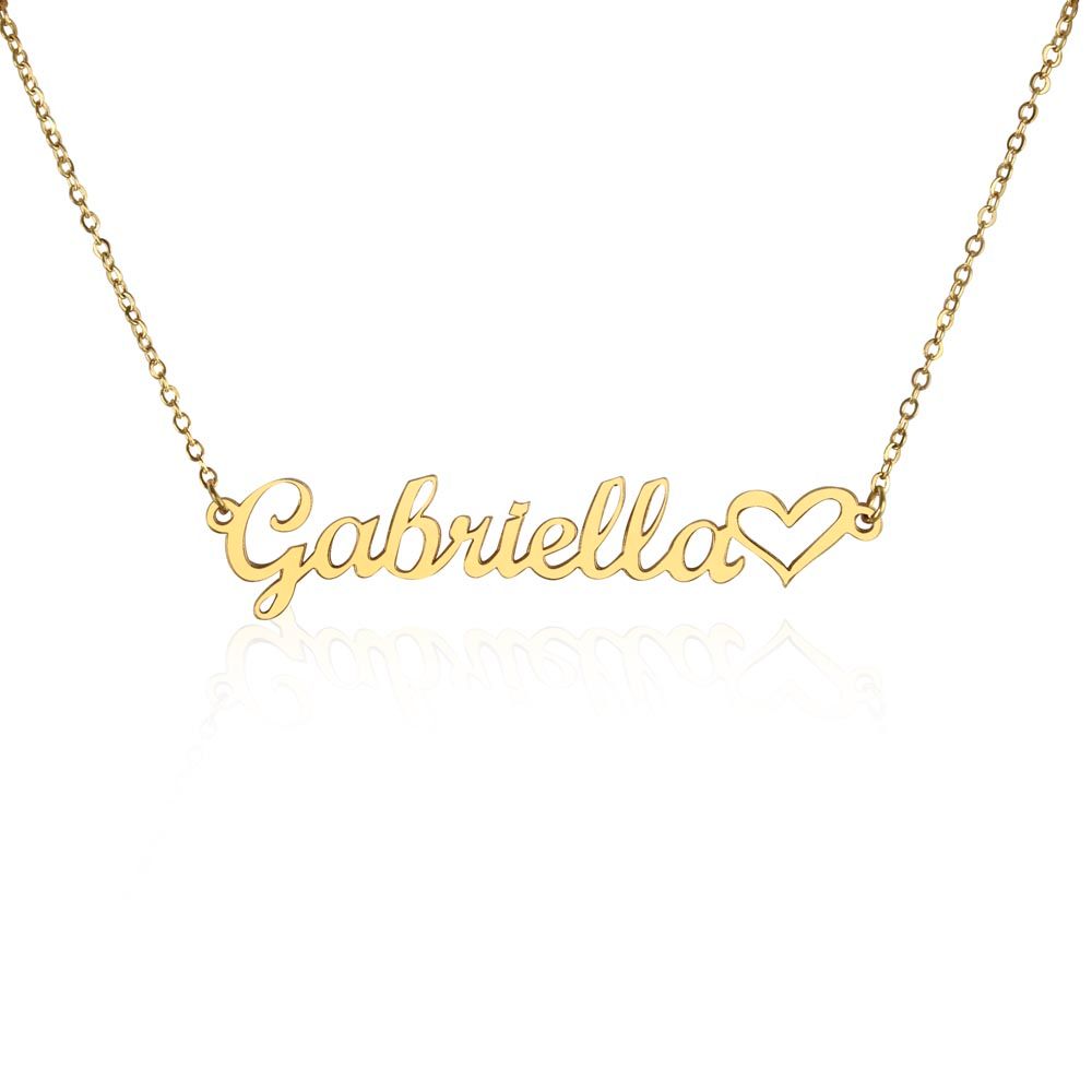 Heart name plate necklace