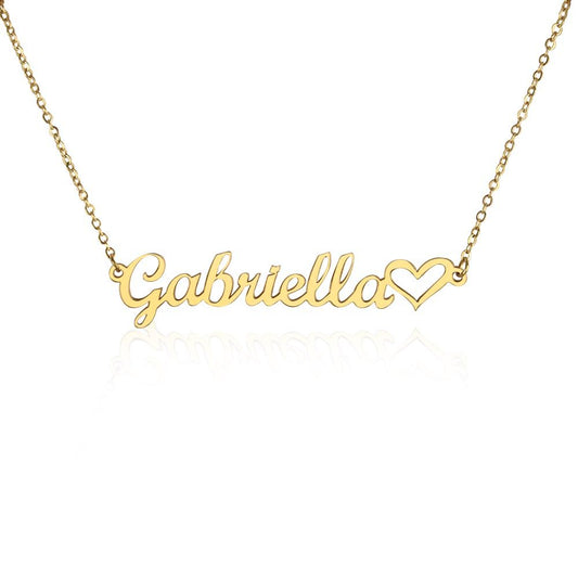 Heart name plate necklace