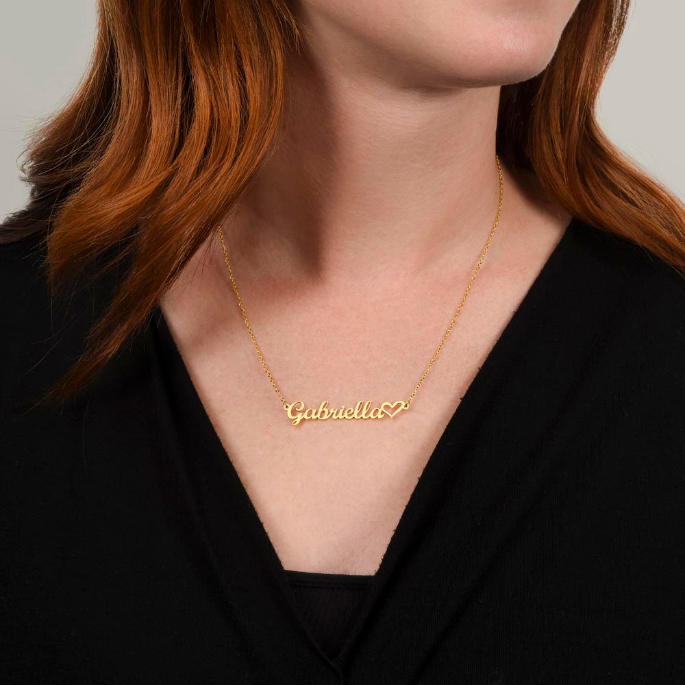 Heart name plate necklace