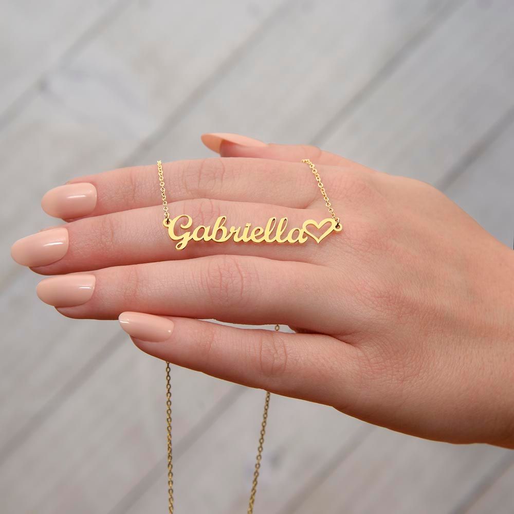 Heart name plate necklace