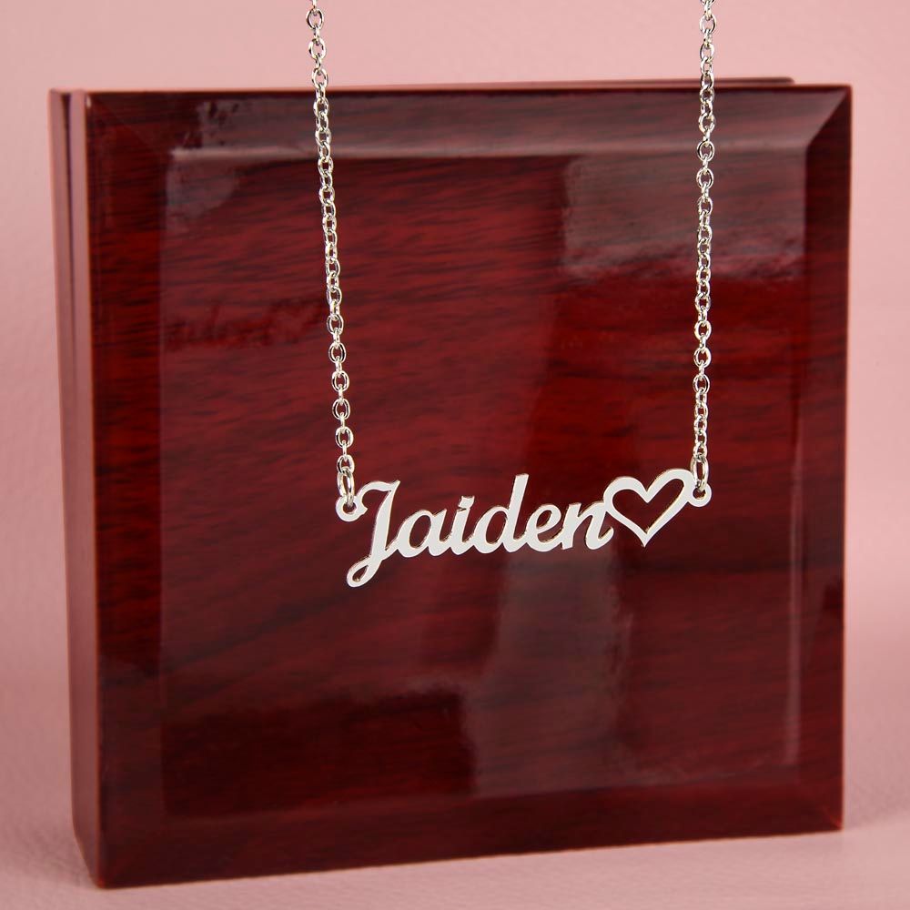 Heart name plate necklace