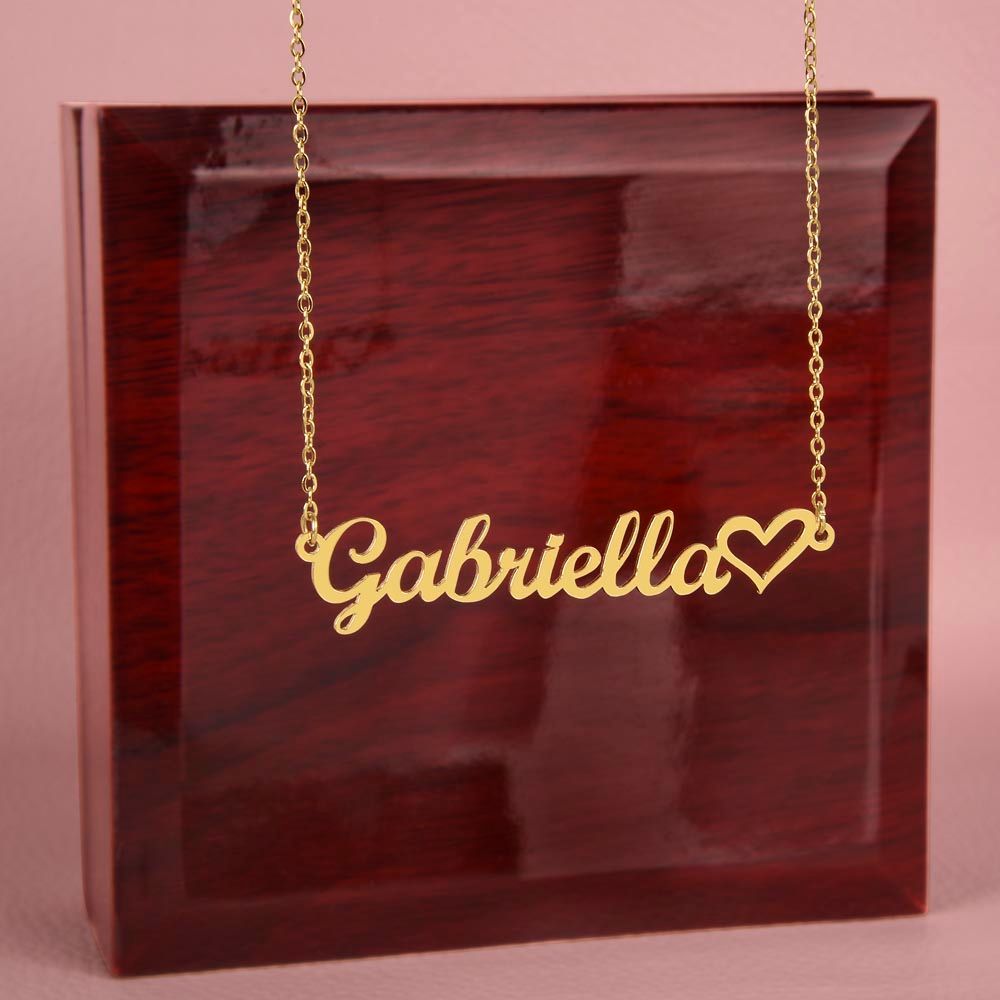 Heart name plate necklace