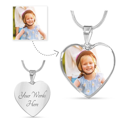 Picture engraved heart necklace