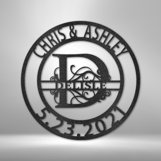 Elaborate Split Style Monogram Wall Art